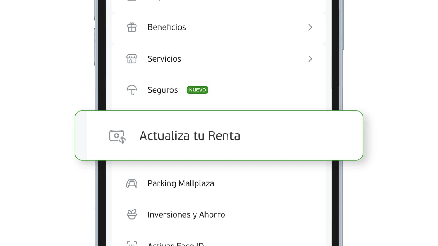 2.- Ingresa al botón Más > Actualiza tu renta