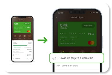 Selecciona "envío de tarjeta a domicilio" (si estás pidiendo CMR) o "envío de Débito Física" (si estás pidiendo la Débito de la Cuenta Corriente)